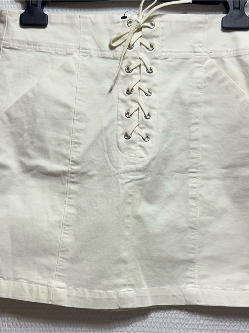 A.L.C Cream Lace-Up Mini Skirt and pockets zipper